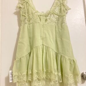 Green Lace Dress with A-Line Silhouette lace delicate and flirty